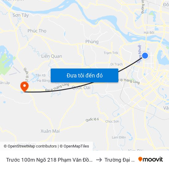 Trước 100m Ngõ 218 Phạm Văn Đồng (Đối Diện Công Viên Hòa Bình) to Trường Đại Học Chính Trị map