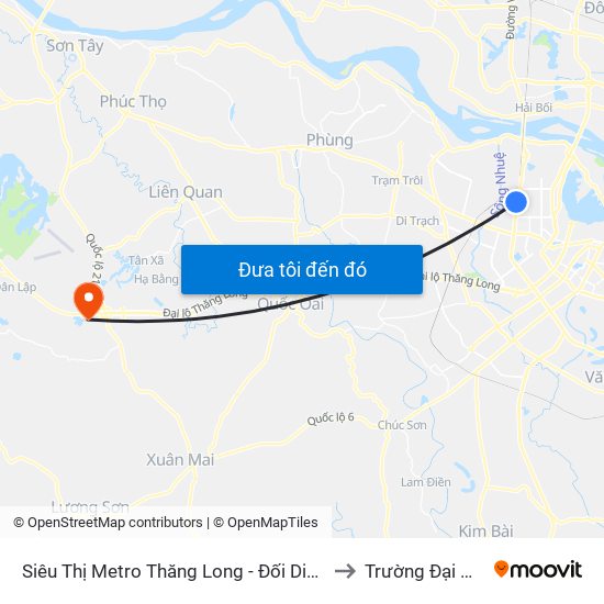 Siêu Thị Metro Thăng Long - Đối Diện Ngõ 599 Phạm Văn Đồng to Trường Đại Học Chính Trị map