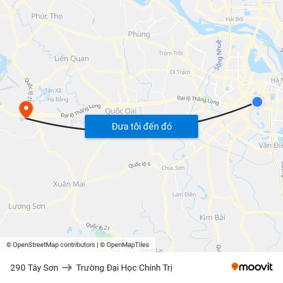 290 Tây Sơn to Trường Đại Học Chính Trị map