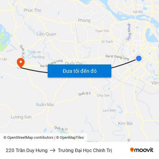 220 Trần Duy Hưng to Trường Đại Học Chính Trị map