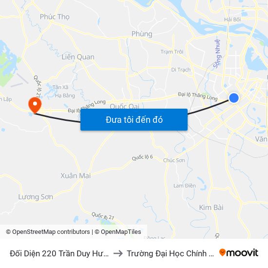 Đối Diện 220 Trần Duy Hưng to Trường Đại Học Chính Trị map