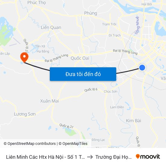 Liên Minh Các Htx Hà Nội - Số 1 Trần Phú (Hà Đông) to Trường Đại Học Chính Trị map