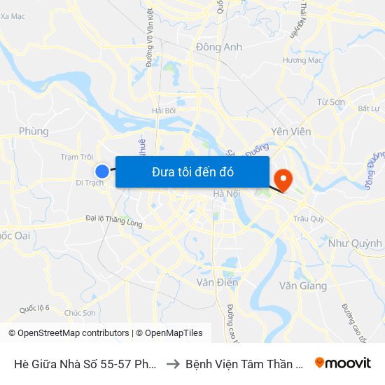 Hè Giữa Nhà Số 55-57 Phố Nhổn to Bệnh Viện Tâm Thần Hà Nội map