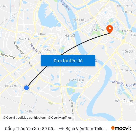 Cổng Thôn Yên Xá - 89 Cầu Bươu to Bệnh Viện Tâm Thần Hà Nội map