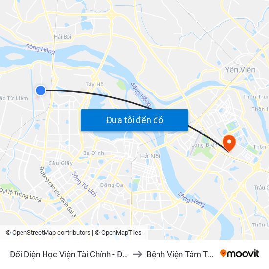 Đối Diện Học Viện Tài Chính - Đường Đức Thắng to Bệnh Viện Tâm Thần Hà Nội map