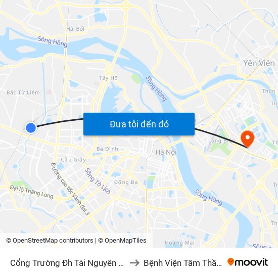 Cổng Trường Đh Tài Nguyên Môi Trường to Bệnh Viện Tâm Thần Hà Nội map