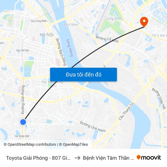 Toyota Giải Phóng - 807 Giải Phóng to Bệnh Viện Tâm Thần Hà Nội map