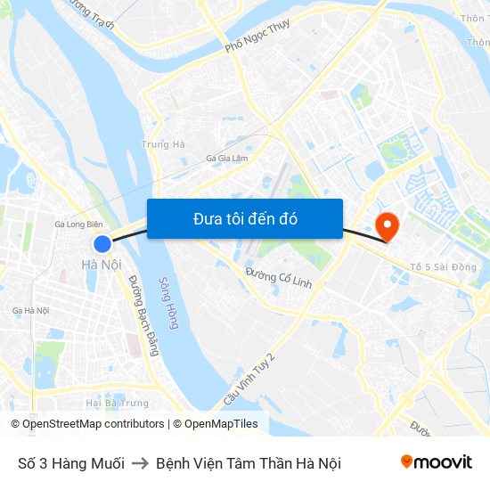 Số 3 Hàng Muối to Bệnh Viện Tâm Thần Hà Nội map