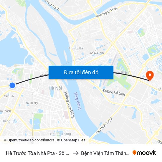 Hè Trước Tòa Nhà Pta - Số 1 Kim Mã to Bệnh Viện Tâm Thần Hà Nội map