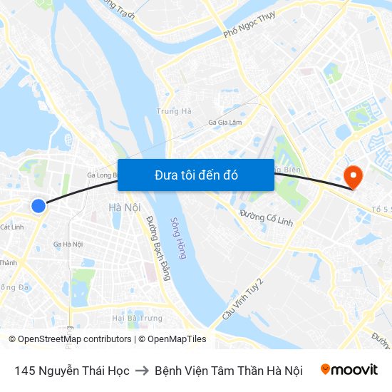 145 Nguyễn Thái Học to Bệnh Viện Tâm Thần Hà Nội map