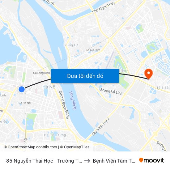 85 Nguyễn Thái Học - Trường Th Lý Thường Kiệt to Bệnh Viện Tâm Thần Hà Nội map