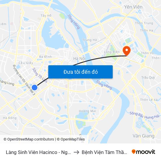 Làng Sinh Viên Hacinco - Nguyễn Tuân to Bệnh Viện Tâm Thần Hà Nội map