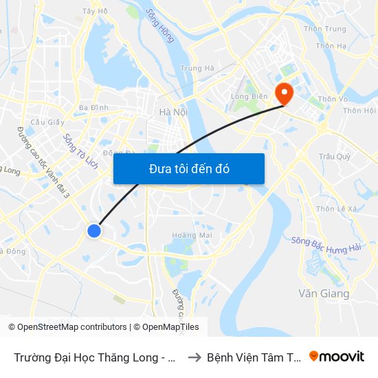 Trường Đại Học Thăng Long - Nghiêm Xuân Yêm to Bệnh Viện Tâm Thần Hà Nội map