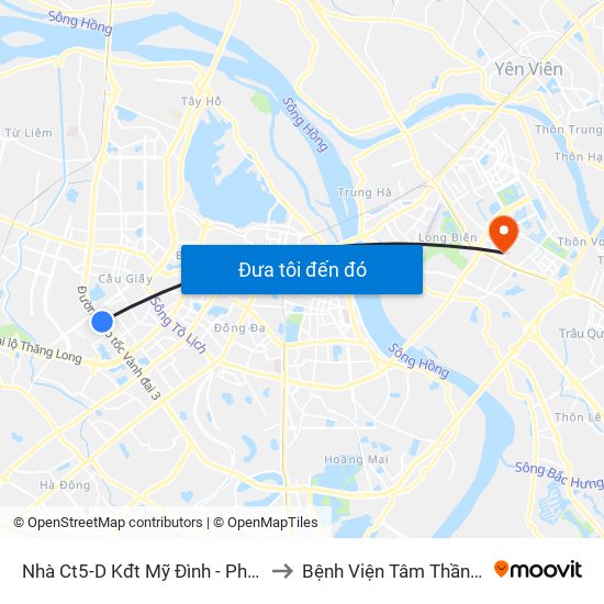 Nhà Ct5-D Kđt Mỹ Đình - Phạm Hùng to Bệnh Viện Tâm Thần Hà Nội map