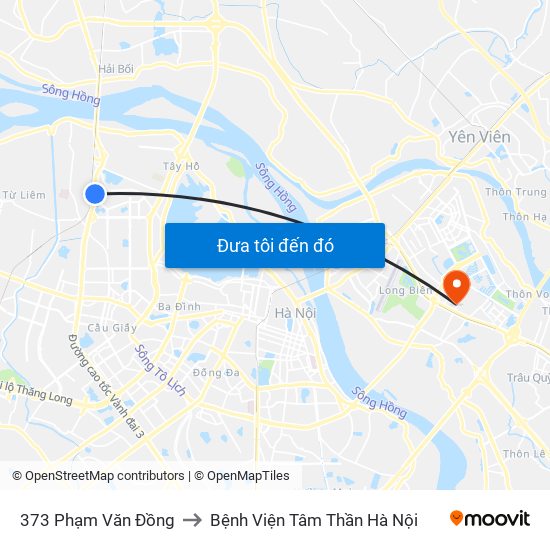 373 Phạm Văn Đồng to Bệnh Viện Tâm Thần Hà Nội map