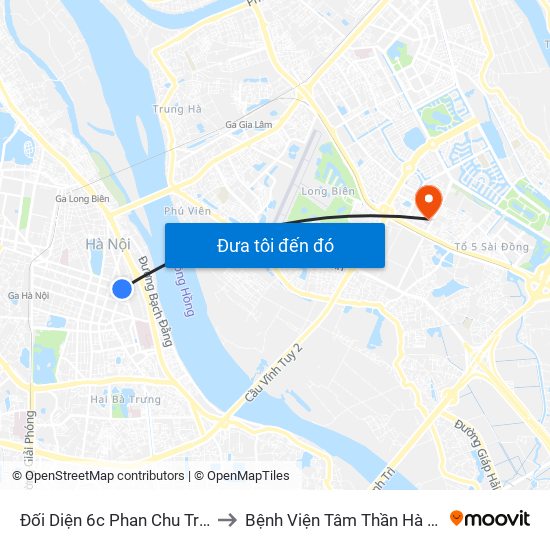 Đối Diện 6c Phan Chu Trinh to Bệnh Viện Tâm Thần Hà Nội map