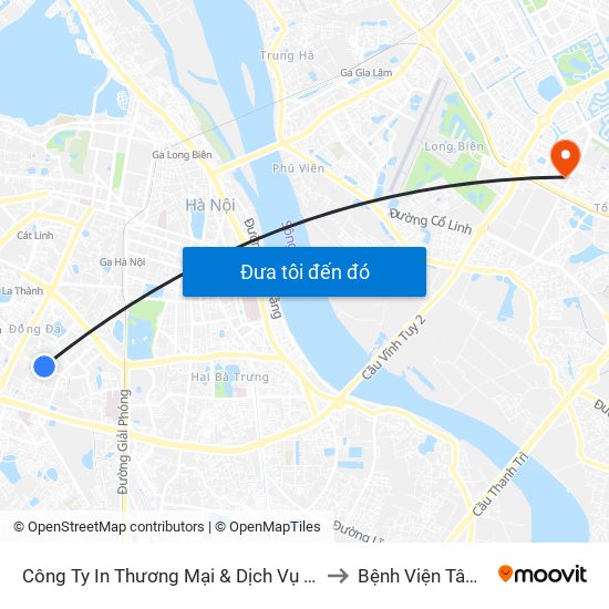 Công Ty In Thương Mại & Dịch Vụ Ngân Hàng - Số 10 Chùa Bộc to Bệnh Viện Tâm Thần Hà Nội map