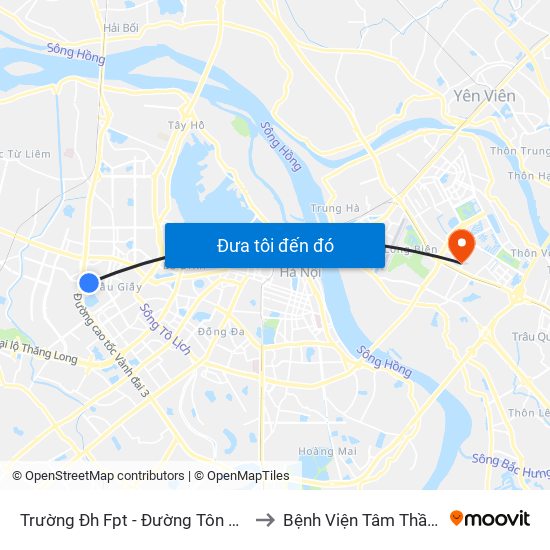 Trường Đh Fpt - Đường Tôn Thất Thuyết to Bệnh Viện Tâm Thần Hà Nội map