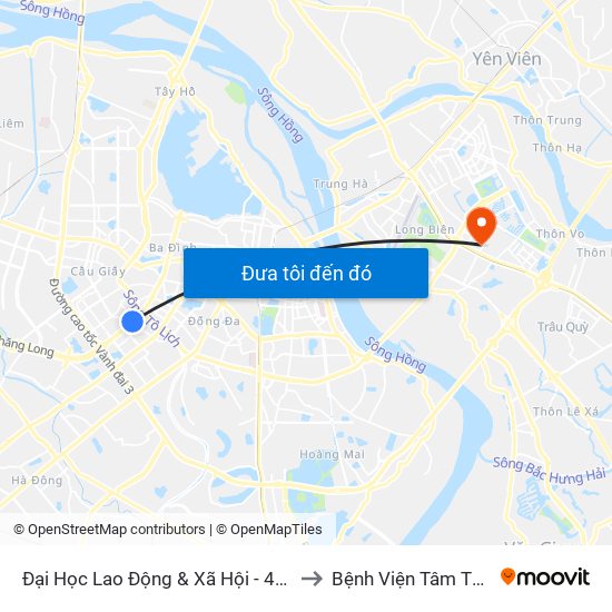 Đại Học Lao Động & Xã Hội - 43 Trần Duy Hưng to Bệnh Viện Tâm Thần Hà Nội map