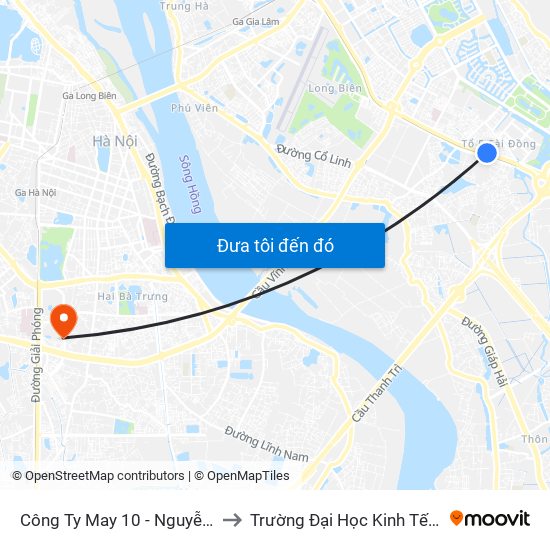 Công Ty May 10 - Nguyễn Văn Linh to Trường Đại Học Kinh Tế Quốc Dân map