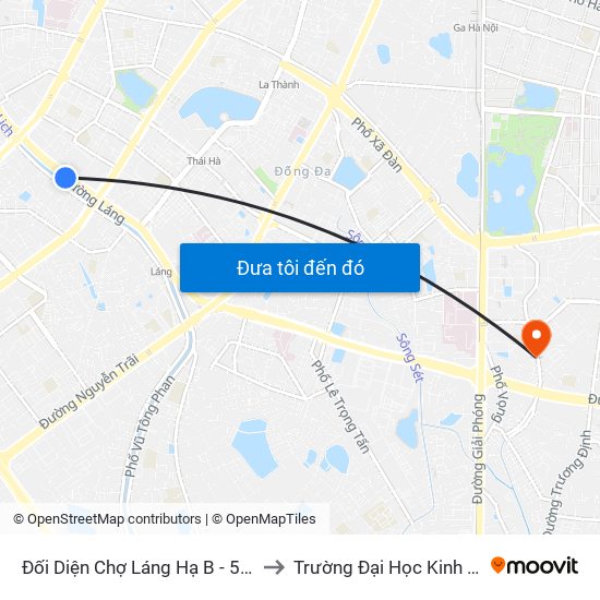 Đối Diện Chợ Láng Hạ B - 564 Đường Láng to Trường Đại Học Kinh Tế Quốc Dân map