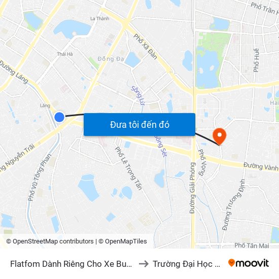 Flatfom Dành Riêng Cho Xe Buýt Trước Nhà 45 Đường Láng to Trường Đại Học Kinh Tế Quốc Dân map