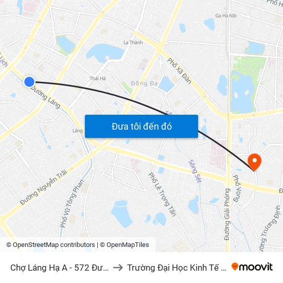 Chợ Láng Hạ A - 572 Đường Láng to Trường Đại Học Kinh Tế Quốc Dân map