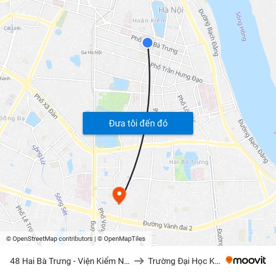 48 Hai Bà Trưng - Viện Kiểm Nghiệm Thuốc Trung Ương to Trường Đại Học Kinh Tế Quốc Dân map