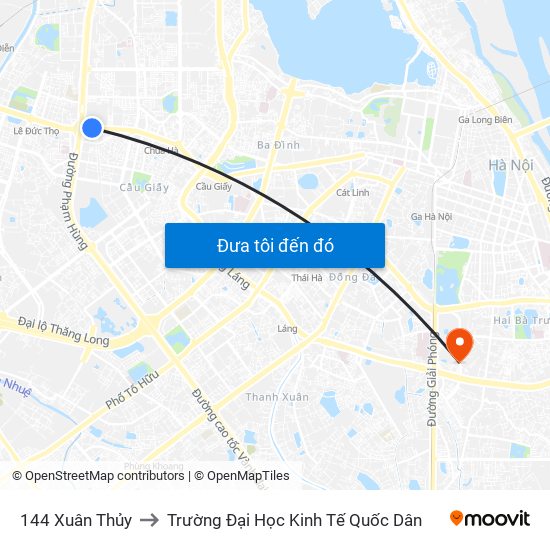 144 Xuân Thủy to Trường Đại Học Kinh Tế Quốc Dân map