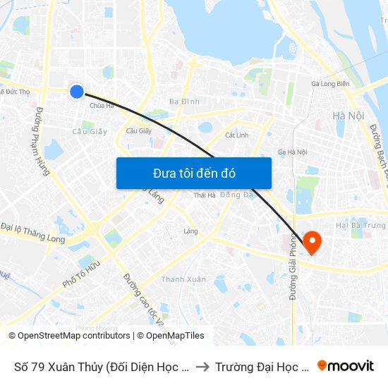 Số 79 Xuân Thủy (Đối Diện Học Viện Báo Chí Và Tuyên Truyền) to Trường Đại Học Kinh Tế Quốc Dân map