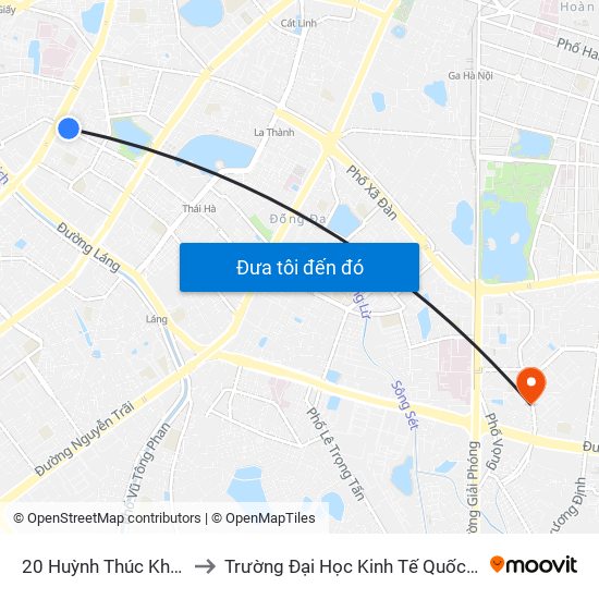 20 Huỳnh Thúc Kháng to Trường Đại Học Kinh Tế Quốc Dân map