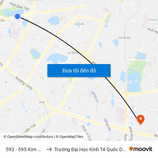 593 - 595 Kim Mã to Trường Đại Học Kinh Tế Quốc Dân map