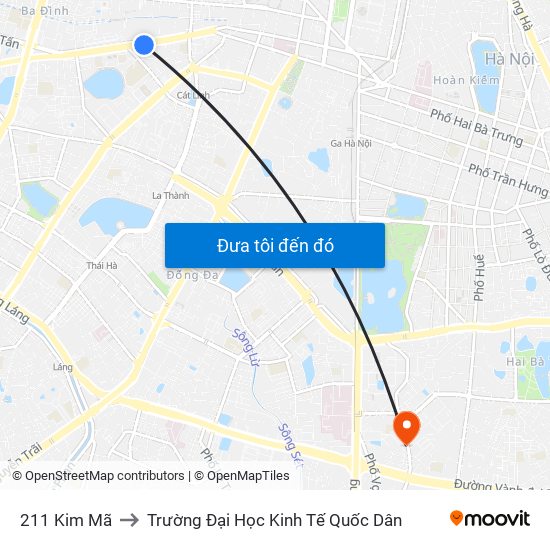 211 Kim Mã to Trường Đại Học Kinh Tế Quốc Dân map