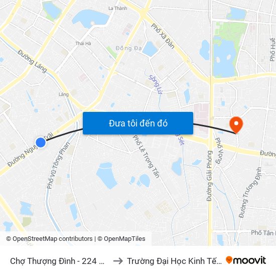 Chợ Thượng Đình - 224 Nguyễn Trãi to Trường Đại Học Kinh Tế Quốc Dân map