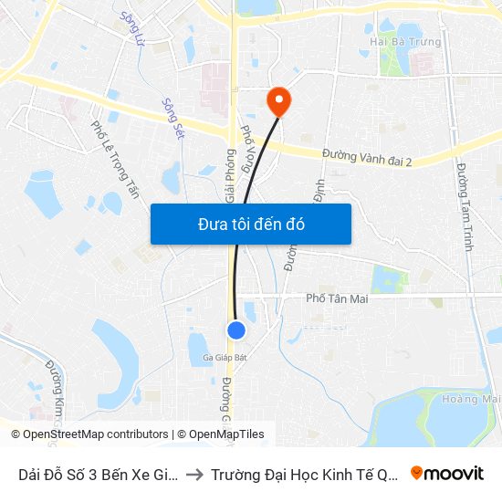 Dải Đỗ Số 3 Bến Xe Giáp Bát to Trường Đại Học Kinh Tế Quốc Dân map