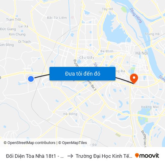 Đối Diện Tòa Nhà 18t1 - Kđt Sudico to Trường Đại Học Kinh Tế Quốc Dân map