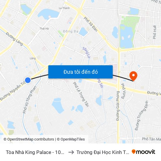 Tòa Nhà King Palace - 108 Nguyễn Trãi to Trường Đại Học Kinh Tế Quốc Dân map
