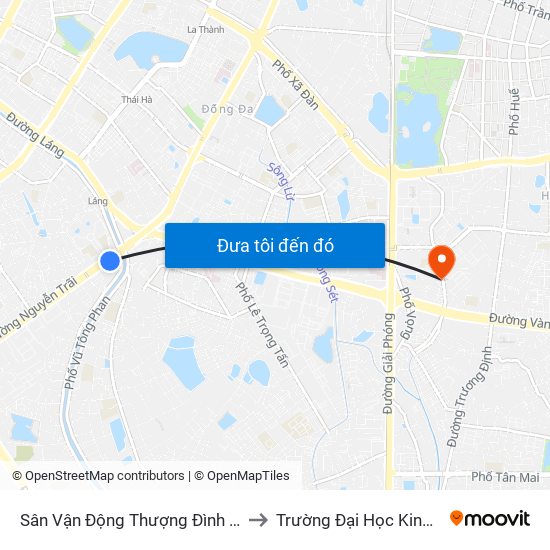 Sân Vận Động Thượng Đình - 129 Nguyễn Trãi to Trường Đại Học Kinh Tế Quốc Dân map