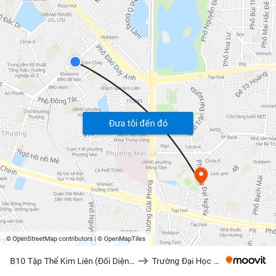 B10 Tập Thể Kim Liên (Đối Diện Ngõ 46b Phạm Ngọc Thạch) to Trường Đại Học Kinh Tế Quốc Dân map