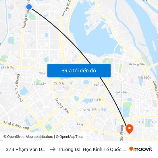 373 Phạm Văn Đồng to Trường Đại Học Kinh Tế Quốc Dân map