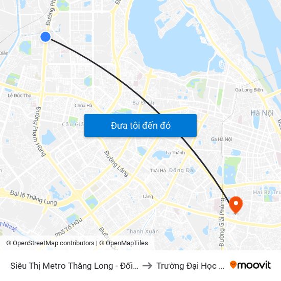 Siêu Thị Metro Thăng Long - Đối Diện Ngõ 599 Phạm Văn Đồng to Trường Đại Học Kinh Tế Quốc Dân map