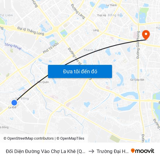 Đối Diện Đường Vào Chợ La Khê (Qua Ga Metro La Khê) - 405 Quang Trung (Hà Đông) to Trường Đại Học Kinh Tế Quốc Dân map