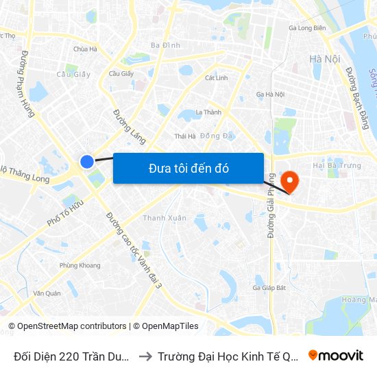 Đối Diện 220 Trần Duy Hưng to Trường Đại Học Kinh Tế Quốc Dân map