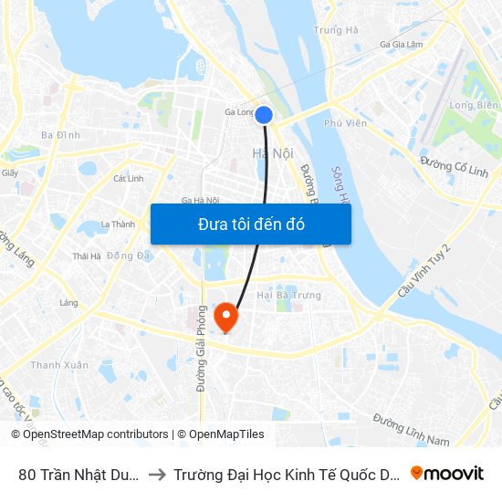 80 Trần Nhật Duật to Trường Đại Học Kinh Tế Quốc Dân map