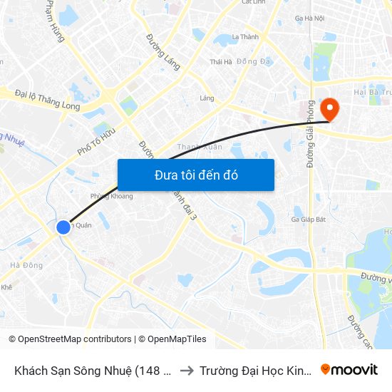 Khách Sạn Sông Nhuệ (148 Trần Phú- Hà Đông) to Trường Đại Học Kinh Tế Quốc Dân map