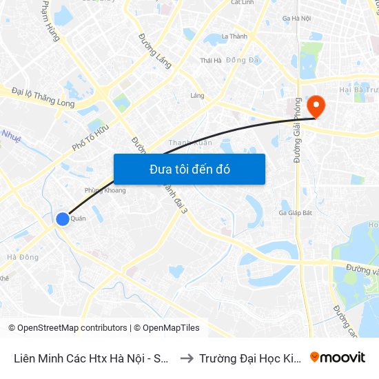 Liên Minh Các Htx Hà Nội - Số 1 Trần Phú (Hà Đông) to Trường Đại Học Kinh Tế Quốc Dân map