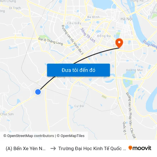 (A) Bến Xe Yên Nghĩa to Trường Đại Học Kinh Tế Quốc Dân map