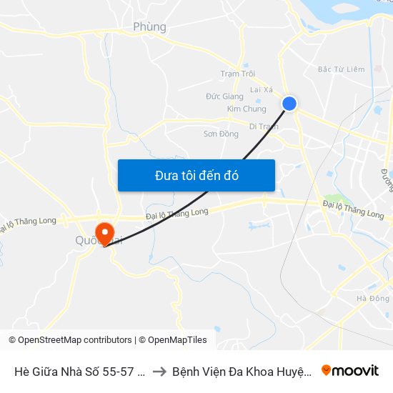 Hè Giữa Nhà Số 55-57 Phố Nhổn to Bệnh Viện Đa Khoa Huyện Quốc Oai map