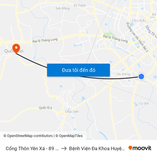 Cổng Thôn Yên Xá - 89 Cầu Bươu to Bệnh Viện Đa Khoa Huyện Quốc Oai map