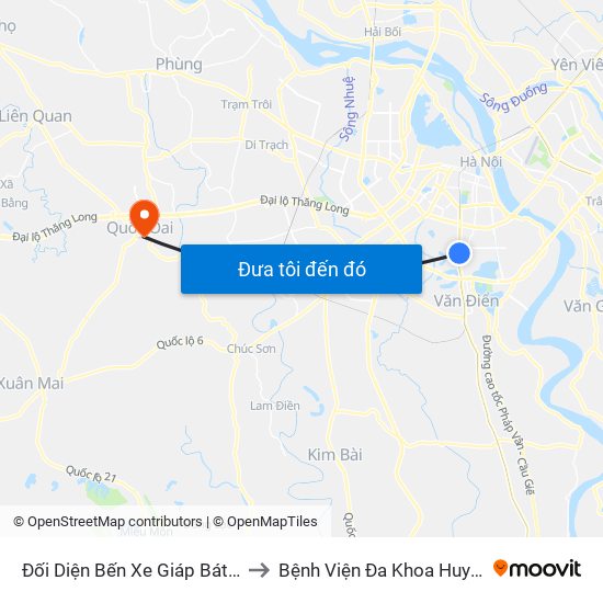 Đối Diện Bến Xe Giáp Bát - Giải Phóng to Bệnh Viện Đa Khoa Huyện Quốc Oai map